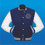 EMBROIDERED NAVY VARSITY JACKET