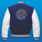 EMBROIDERED NAVY VARSITY JACKET