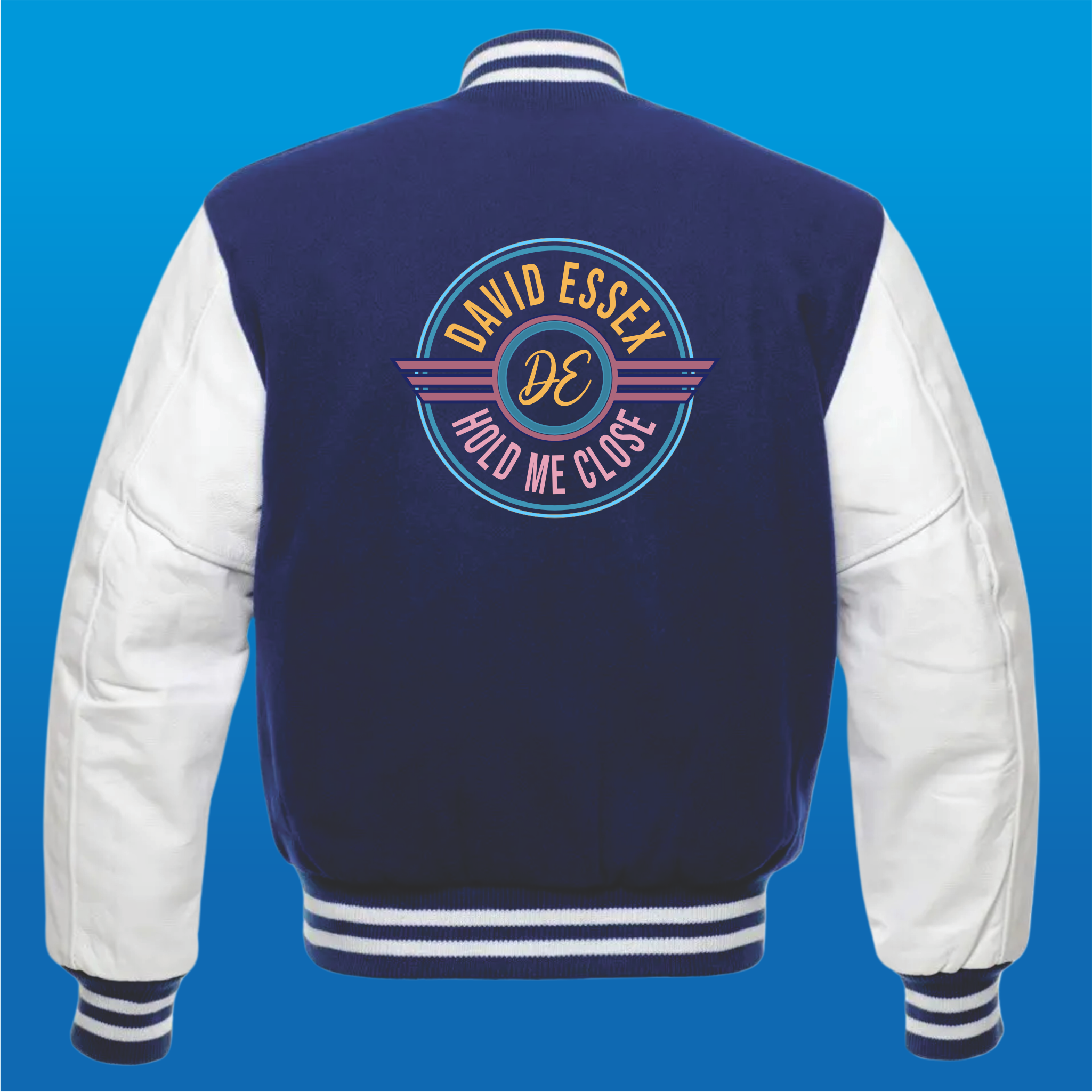EMBROIDERED NAVY VARSITY JACKET